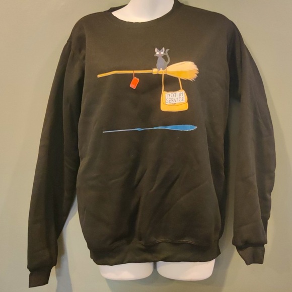 Kiki’s Delivery Service Tops - 🖤Kiki’s Delivery Service Studio Ghibli Jiji Cat Black Long Sleeve Sweatshirt🖤